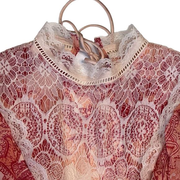 ASOS Paisley Flounce Tiered Mini Dress Lace & Ruffle Size 4 - Picture 6 of 12